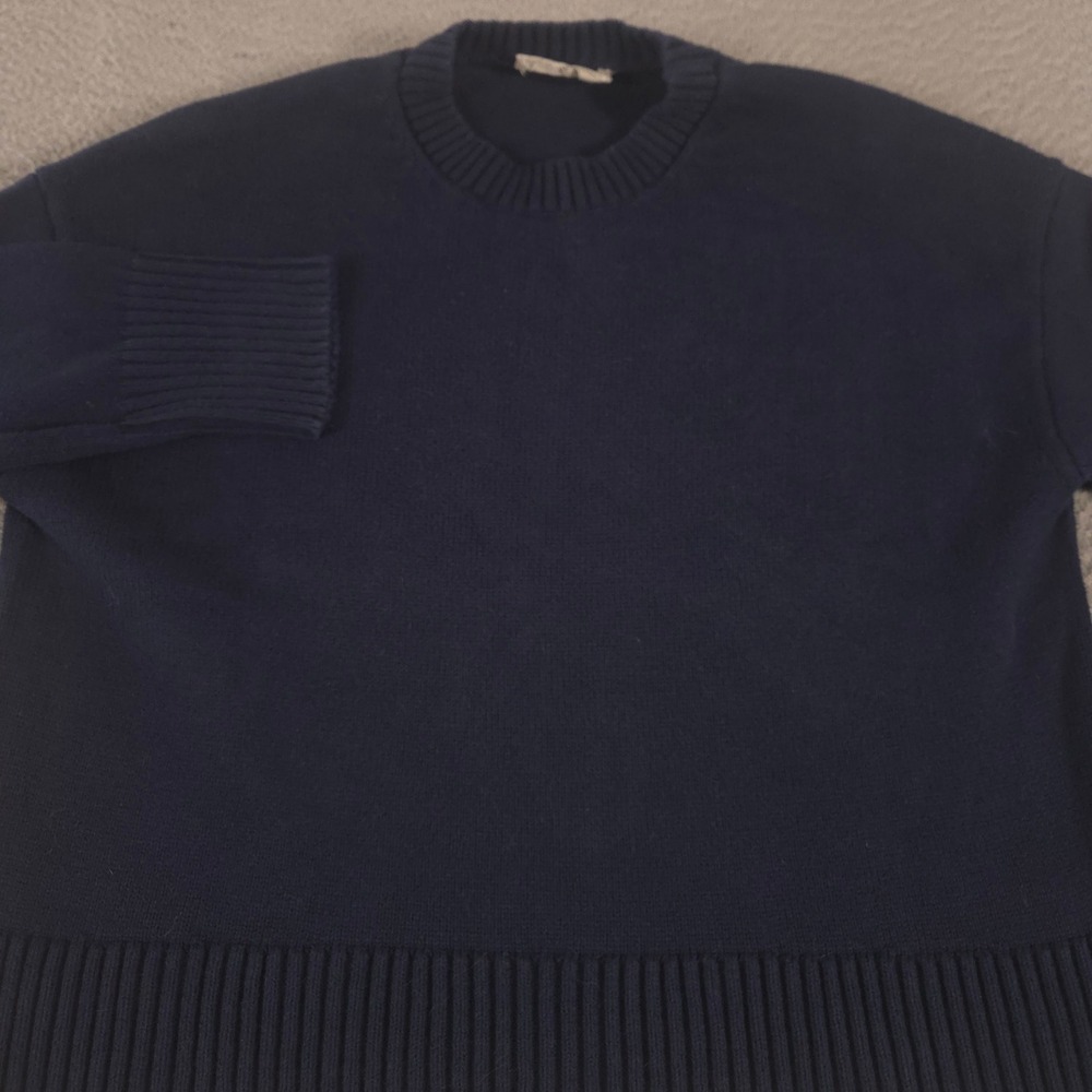 Everlane Sweater Womens Small Navy The Boxy Everyday Cotton Crewneck Ribbed Trim